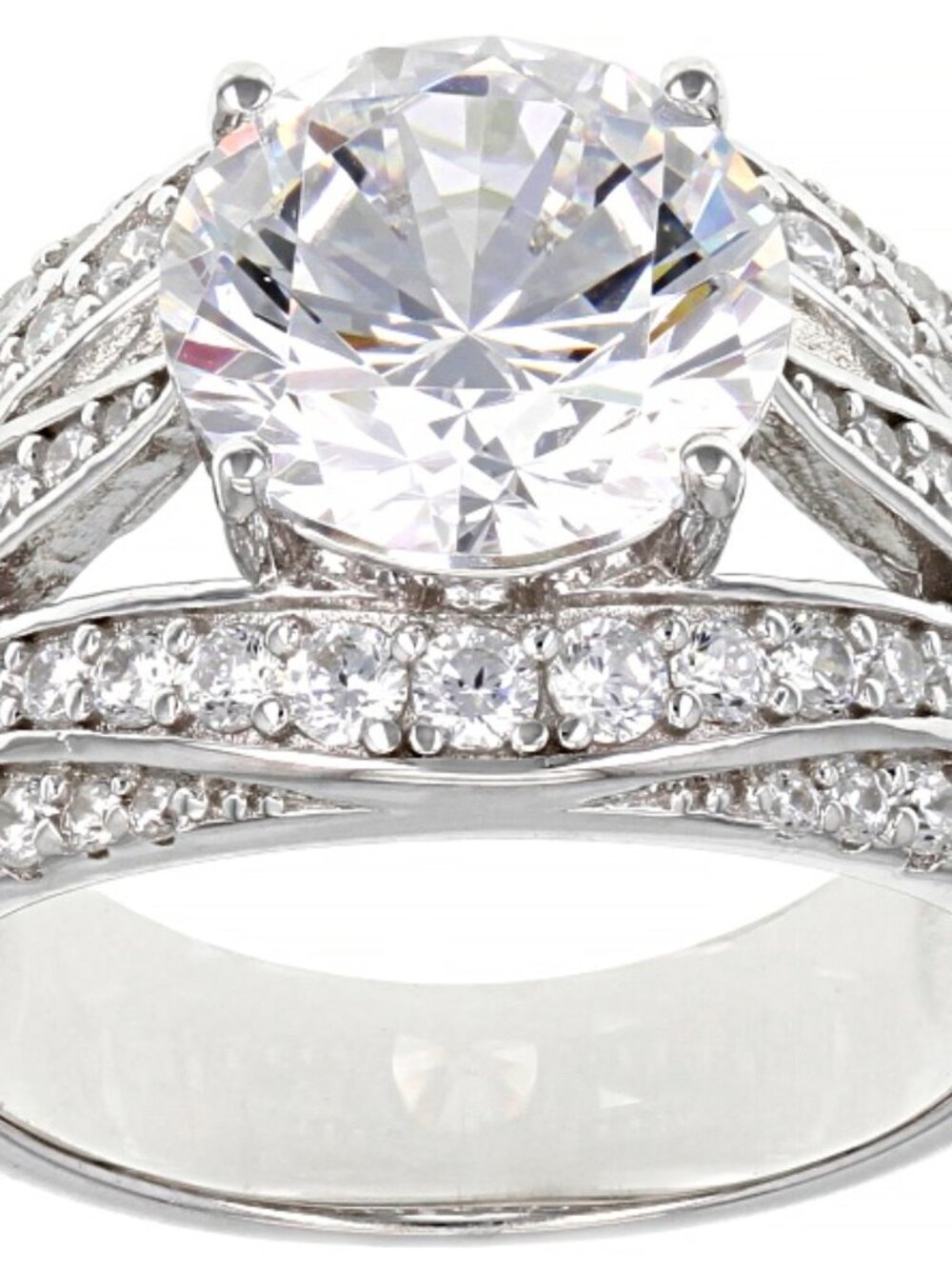 White Cubic Zirconia Rhodium Over Sterling Silver Ring 9.32ctw. Size 10